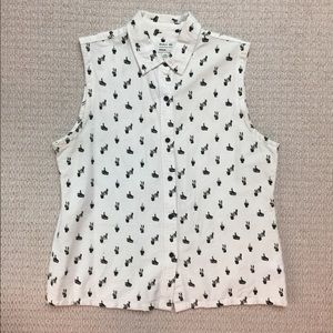 RVCA button down printed tank top